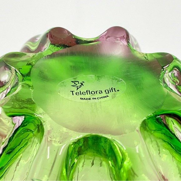 Teleflora Gift Violet Green Swirl Vase (Made in China) - Picture 6 of 11